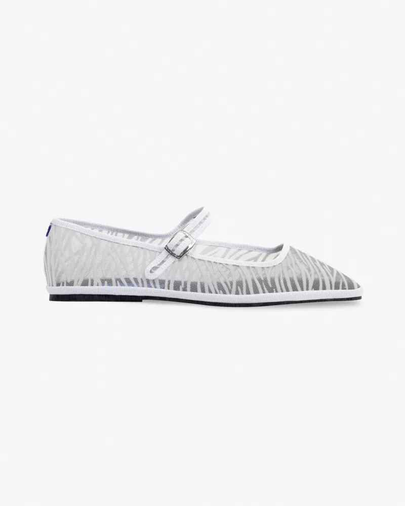Furlanes Mary Janes Zebra White Mesh Square