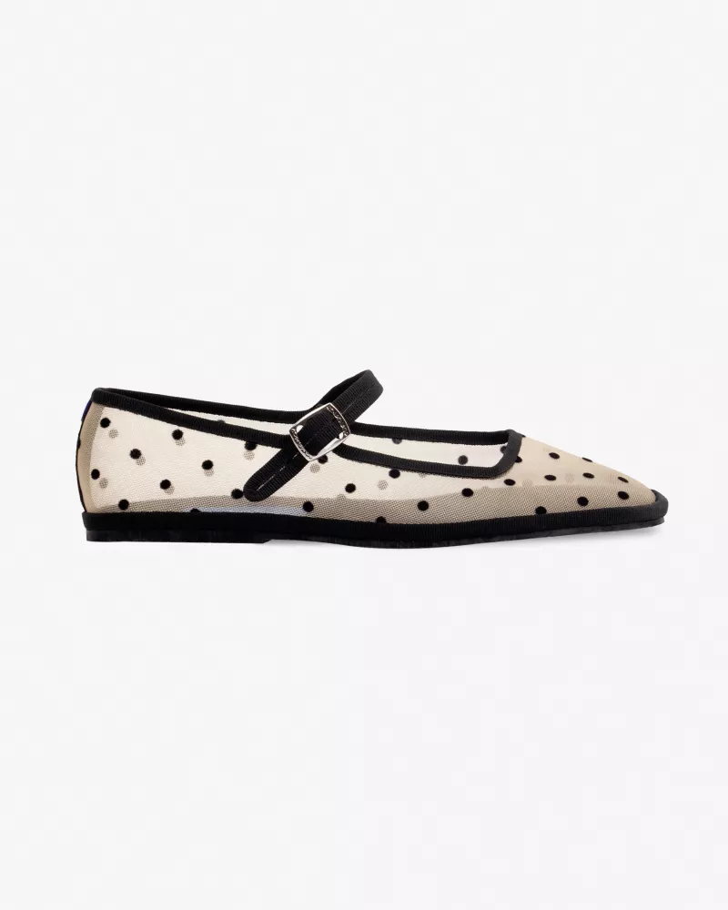 Furlanes Mary Janes Dots Beige Mesh Square