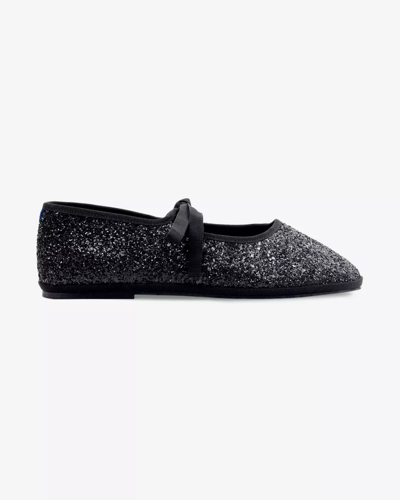Furlanes Mary Janes Glitter Black