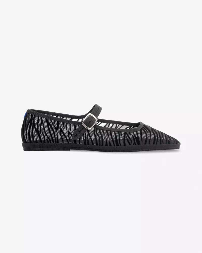 Furlanes Mary Janes Zebra Black Mesh Square