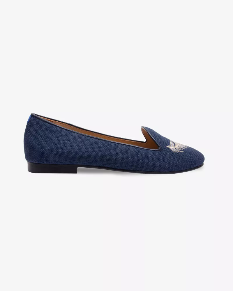 Slippers François Feather Canvas Navy