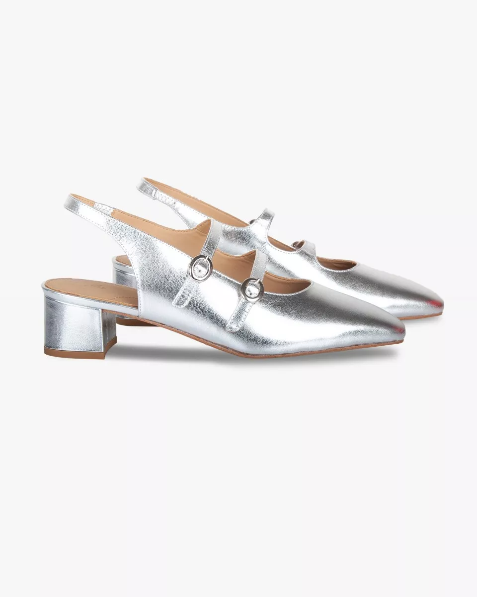 Silver leather babies slingback slippers