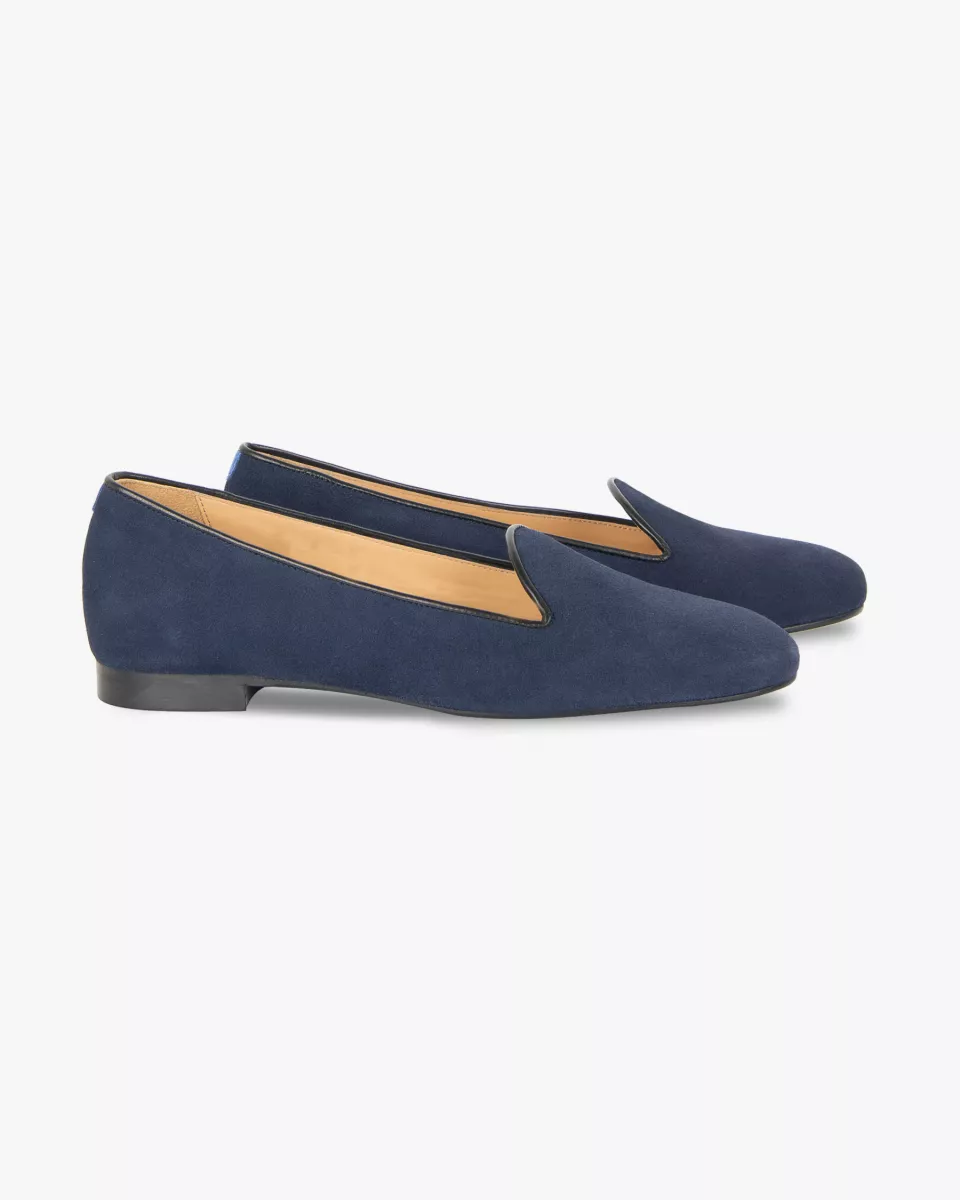 Navy blue suede slippers