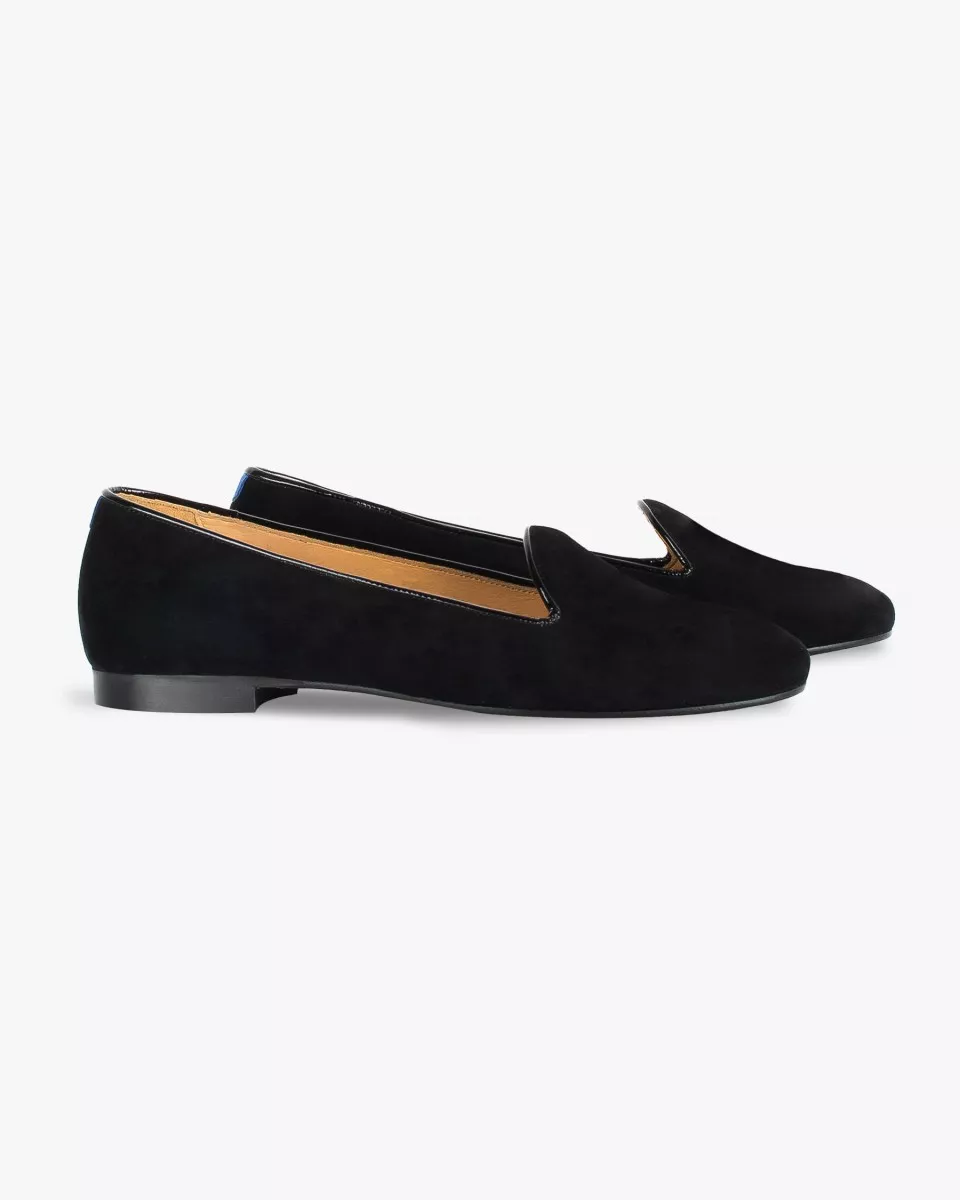 Midnight black suede slippers