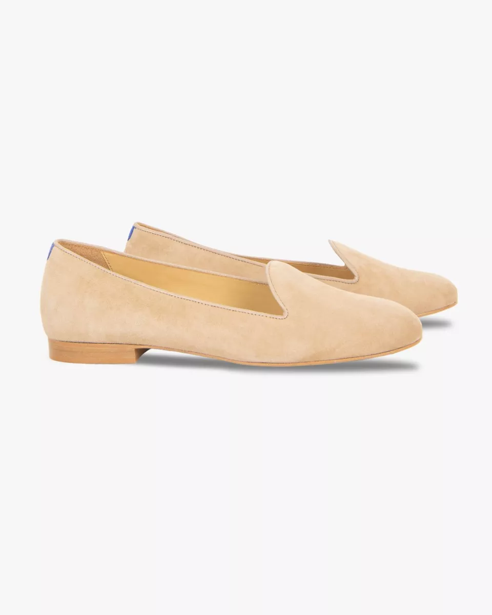 Beige suede slippers