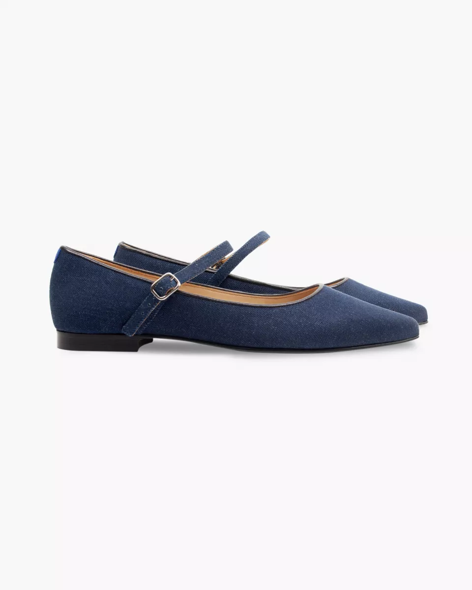 Dark denim pointy babies slippers