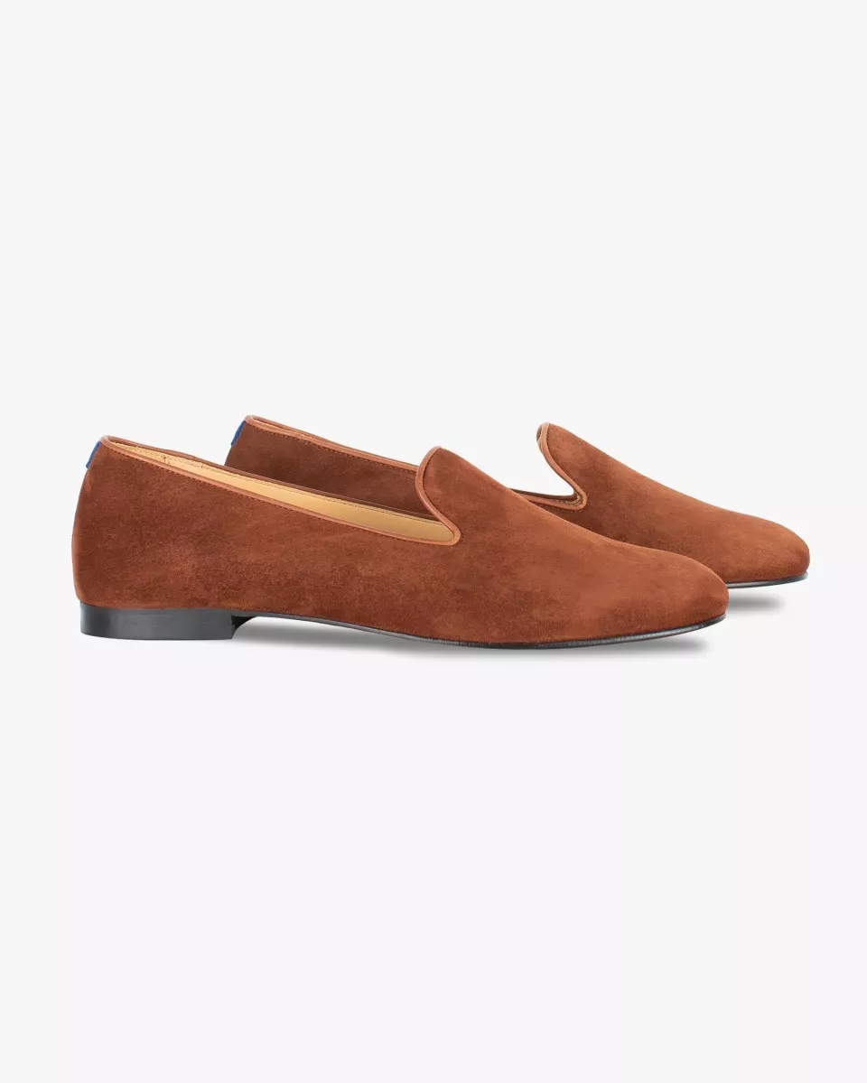 Cognac suede slippers