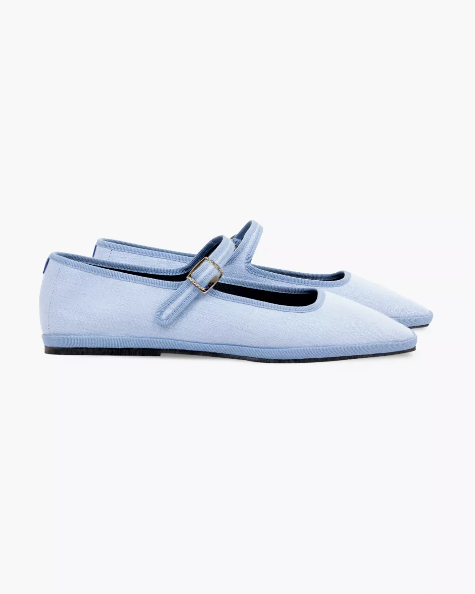 Furlanes Mary Janes in Sky Blue Linen 
entirely made by hand in Italy (Venice/Friuli)