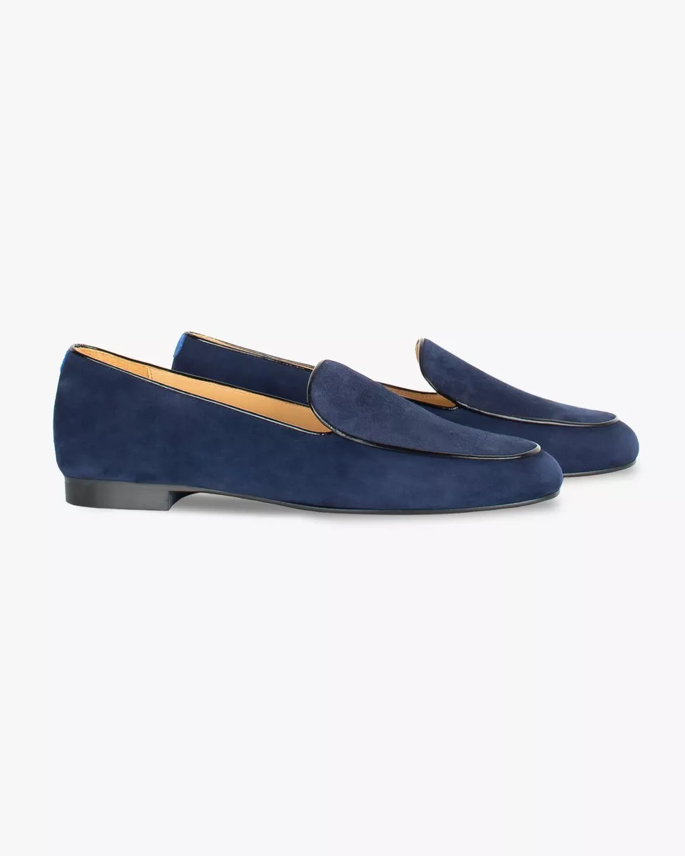 Navy blue suede mocassins