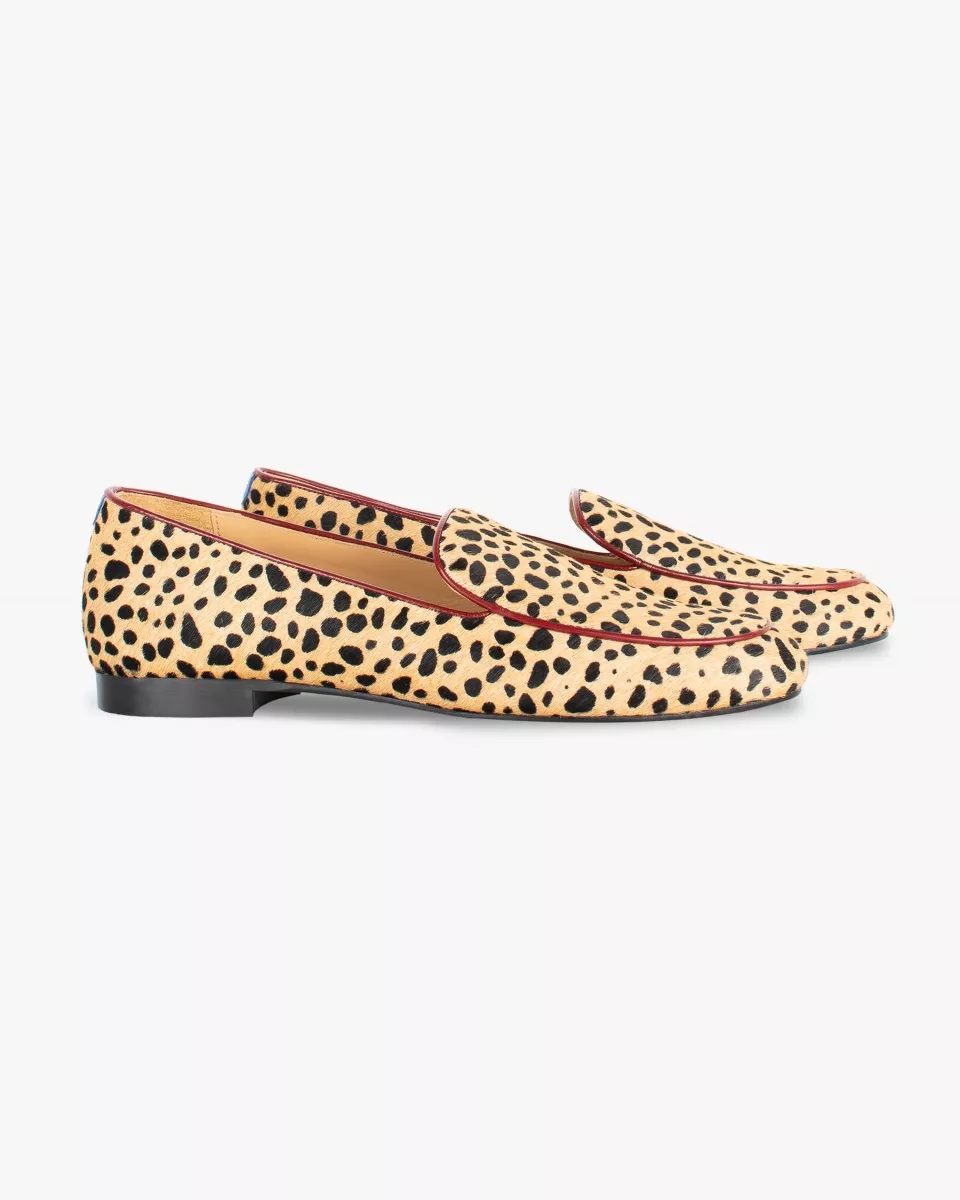 Cheetah print fur mocassins