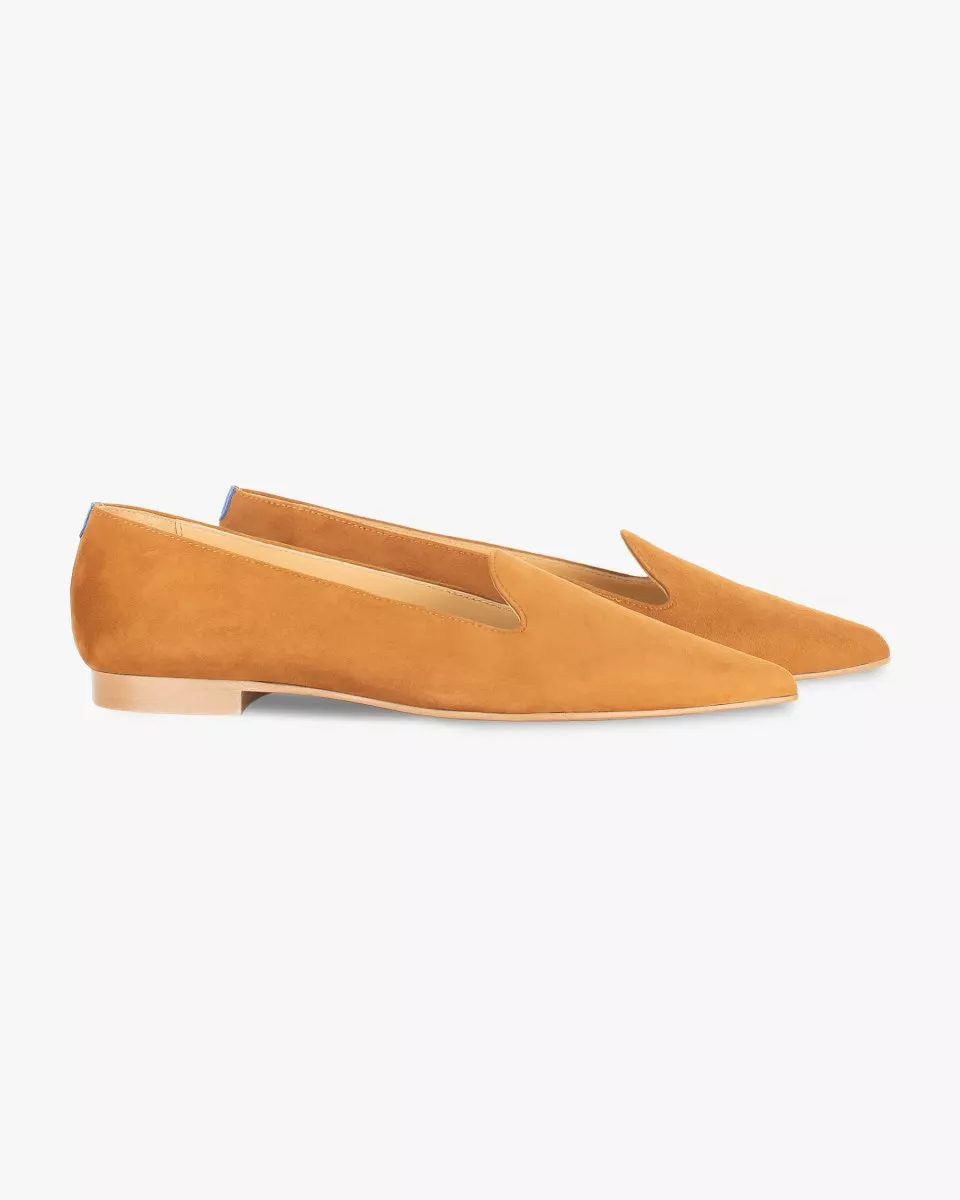 Camel suede pointy slippers with 3 interchangeable accessories of your choice included