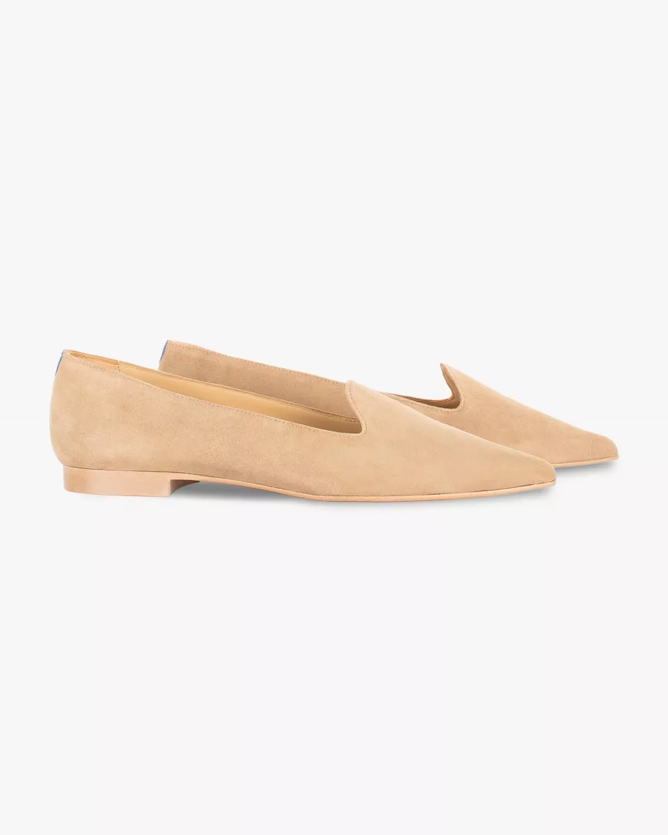 Sand suede pointy slippers with 3 interchangeable accessories of your choice included