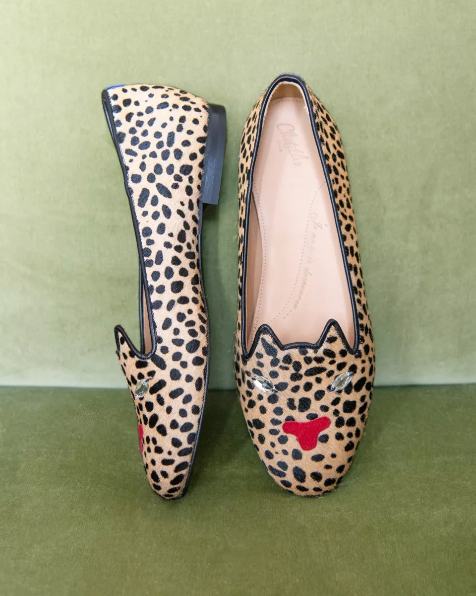 Slippers en fourrure façon Léopard