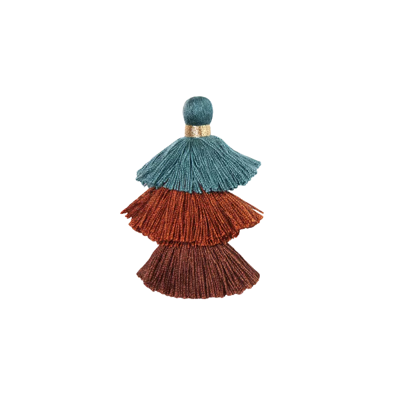 Blue and Brown Triple Pompons