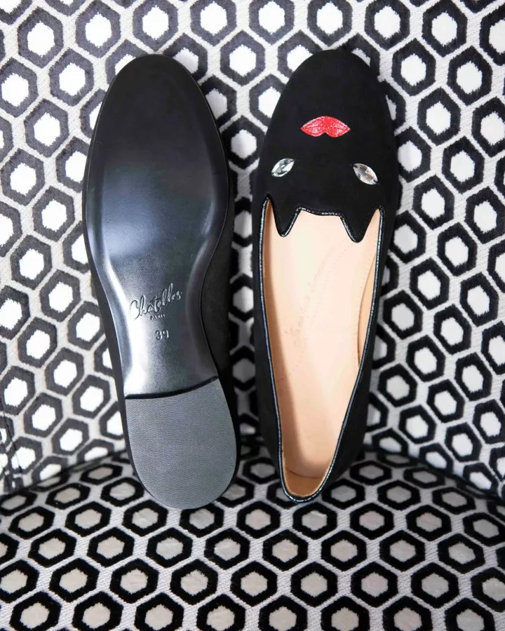 Slippers en daim noir minuit