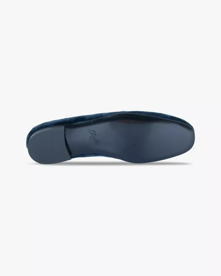 Men blue velvet slippers