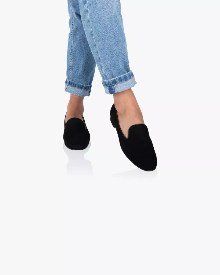 Black suede slippers