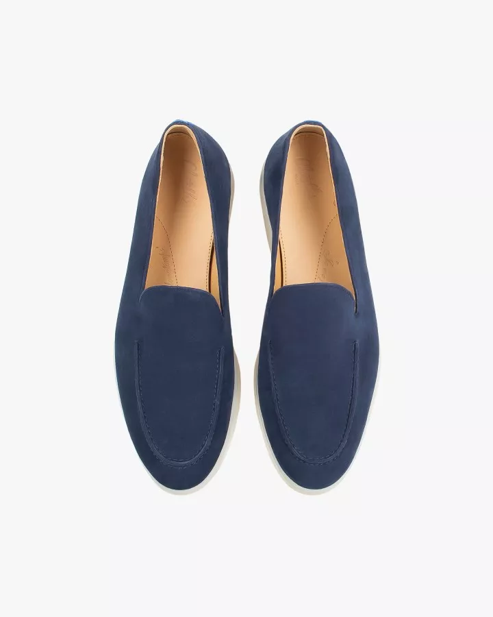 Blue suede mocassins