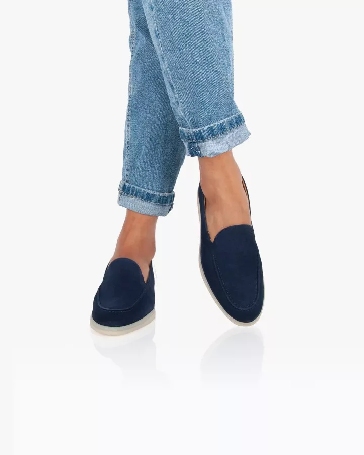 Blue suede mocassins