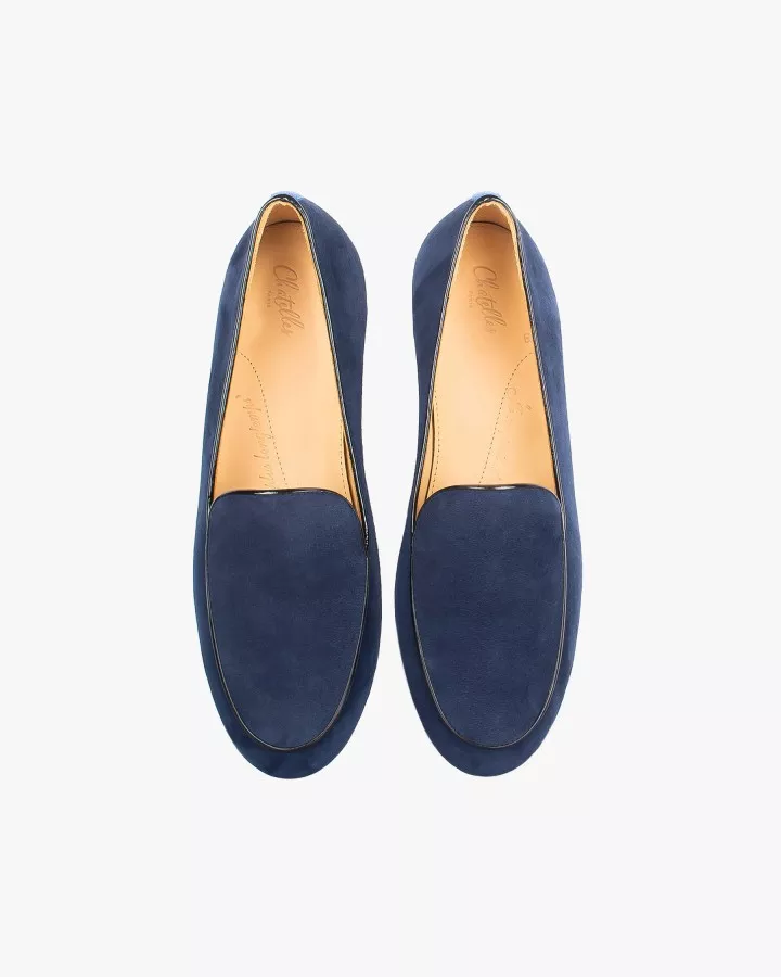 Navy blue suede mocassins