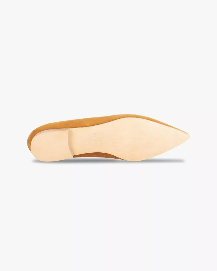 Camel suede pointy slippers with 3 interchangeable accessories of your choice included