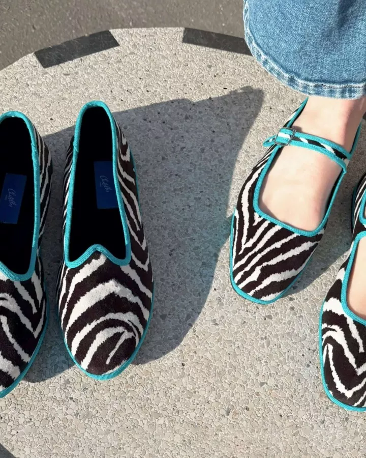 Furlanes Mary Janes in zebra print,
entirely made by hand in Italy (Venice/Friuli)