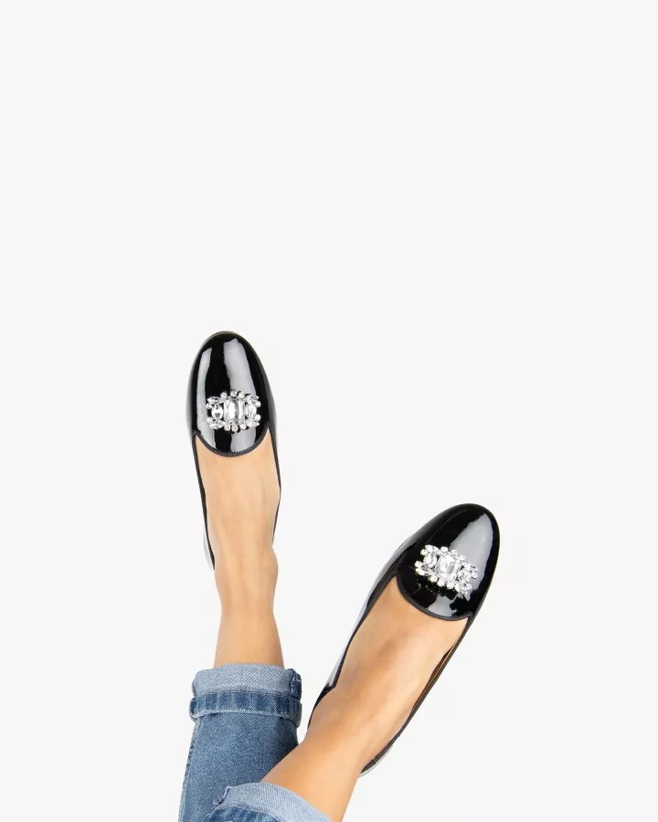 Varnished leather slippers with 3 interchangeables accessories